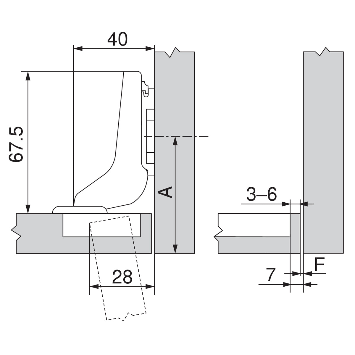 BLUM CLIP HINGE 107deg INSET UNSPRUNG SCREW-ON by JULIUS BLUM UK LTD