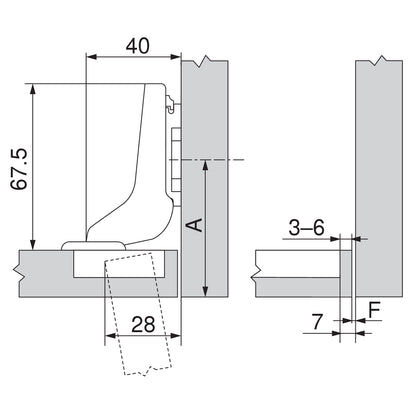 BLUM CLIP HINGE 107deg INSET UNSPRUNG SCREW-ON by JULIUS BLUM UK LTD