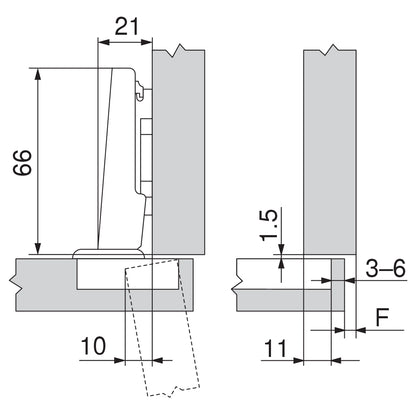 BLUM CLIP HINGE 107deg OVERLAY INSERTA by JULIUS BLUM UK LTD