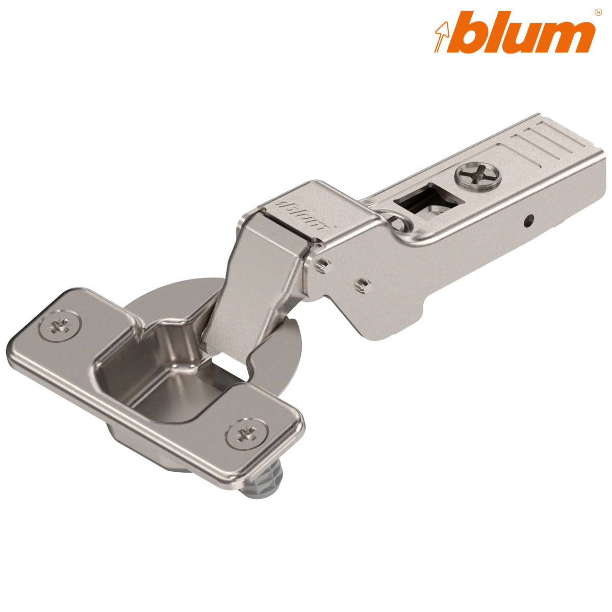 Blum 75T1680 CLIP top 107° half-overlay knock-in cabinet hinge in nickel