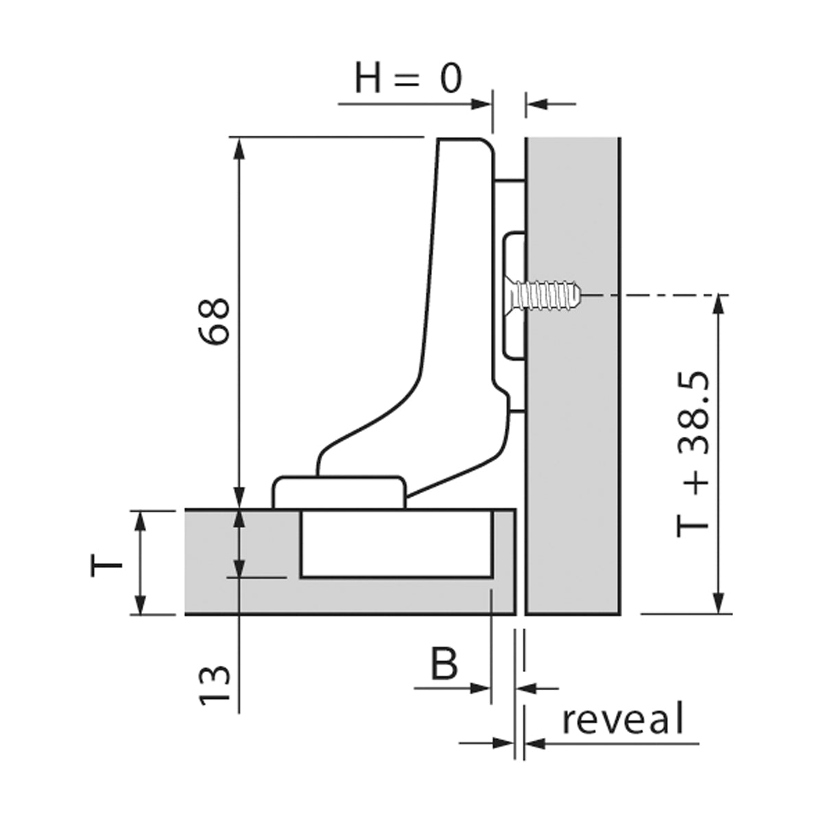 BLUM CLIP HINGE 107deg INSET KNOCK-IN by JULIUS BLUM UK LTD
