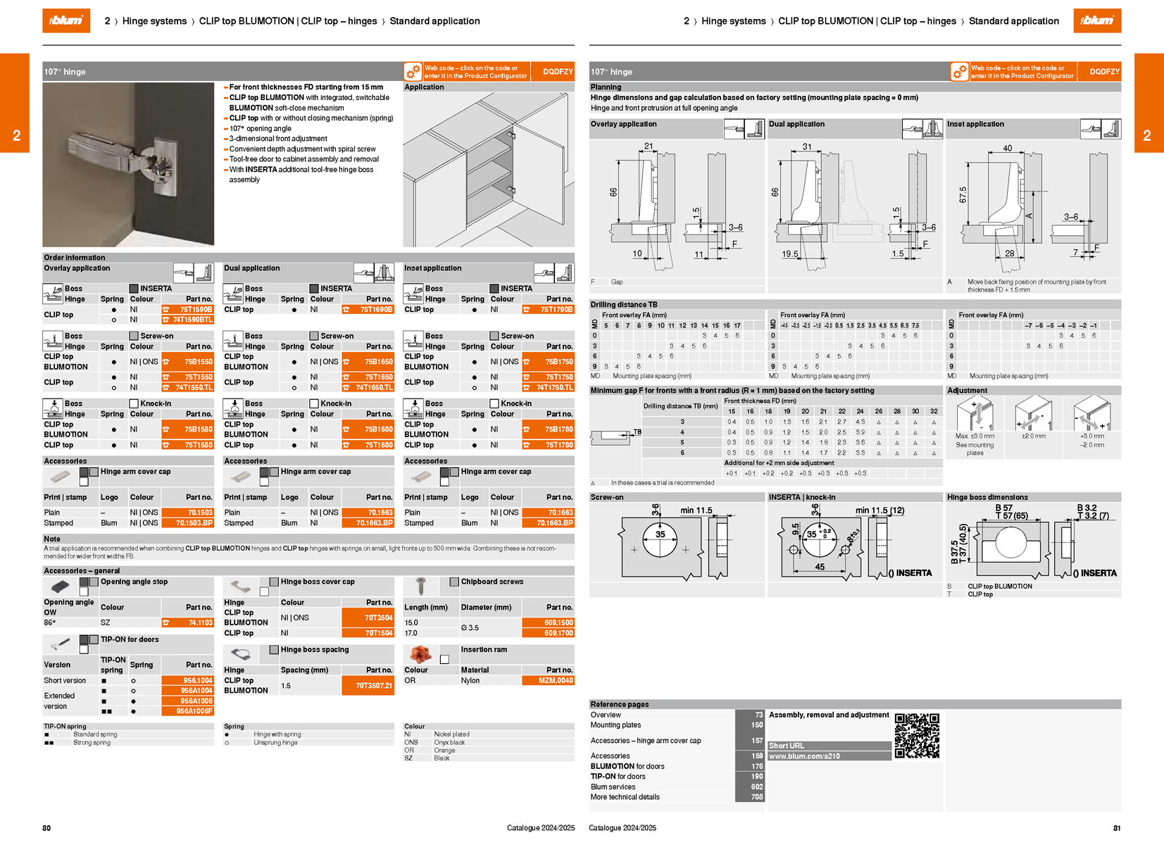 BLUM CLIP HINGE 107deg INSET KNOCK-IN by JULIUS BLUM UK LTD