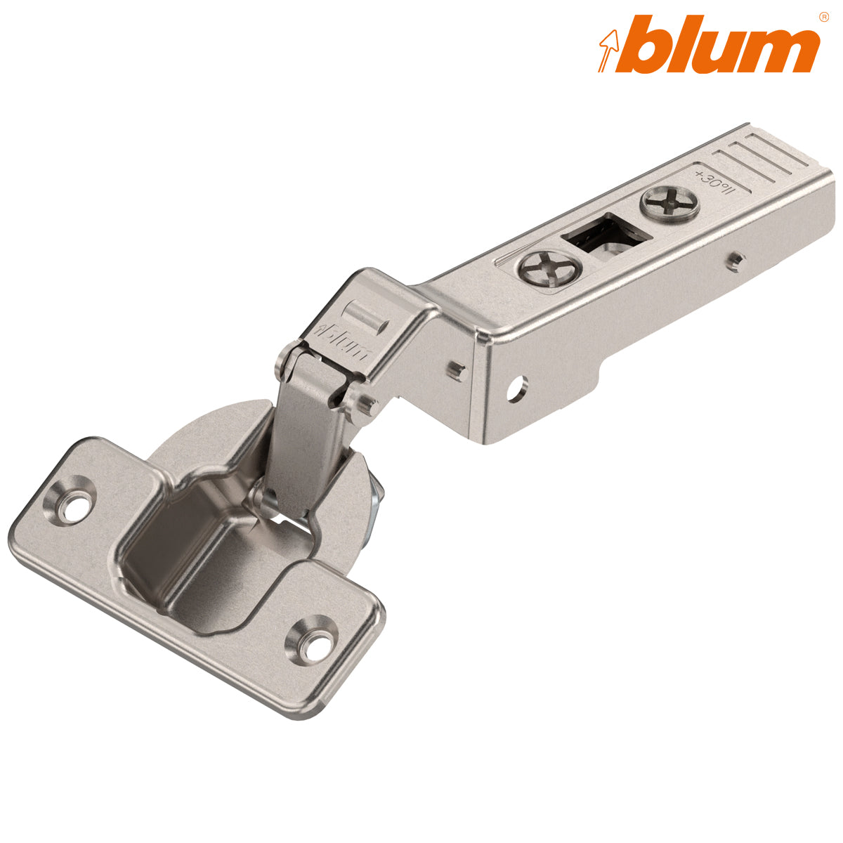 BLUM CLIP ANGLED HINGE +30deg ll OVERLAY SCREW-ON by JULIUS BLUM UK LTD