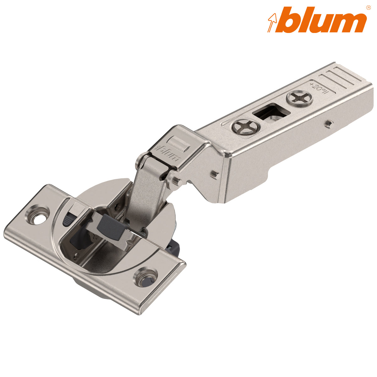 BLUM CLIP BLUMOTION ANGLED HINGE +20deg ll OVERLAY SCREW-ON