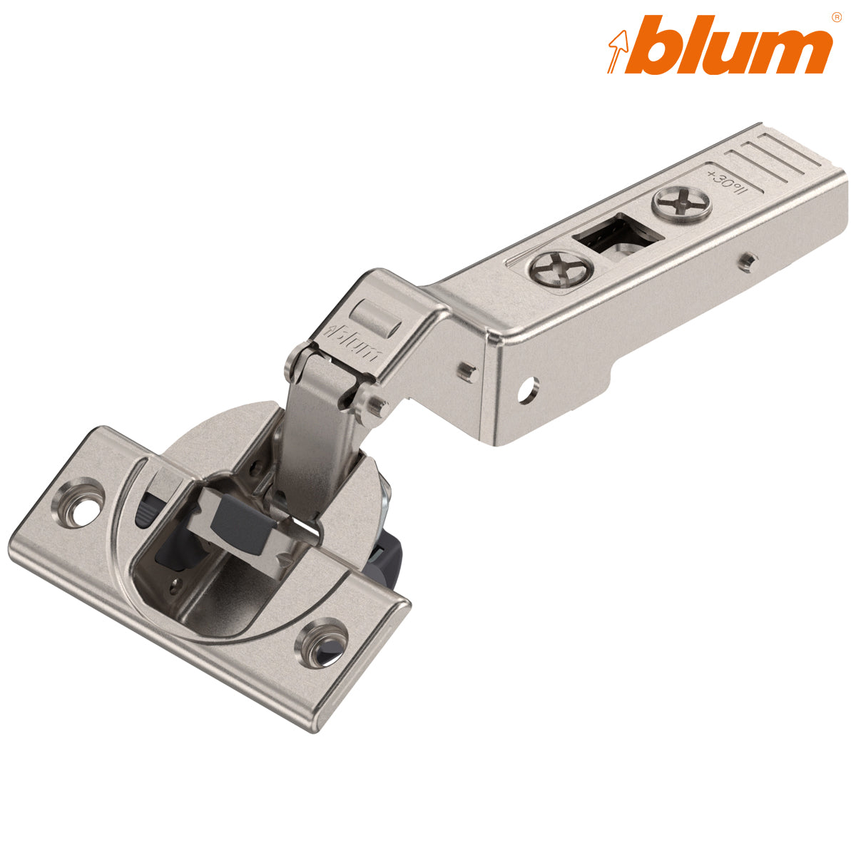 BLUM CLIP BLUMOTION ANGLED HINGE +30deg ll OVERLAY SCREW-ON by JULIUS BLUM UK LTD