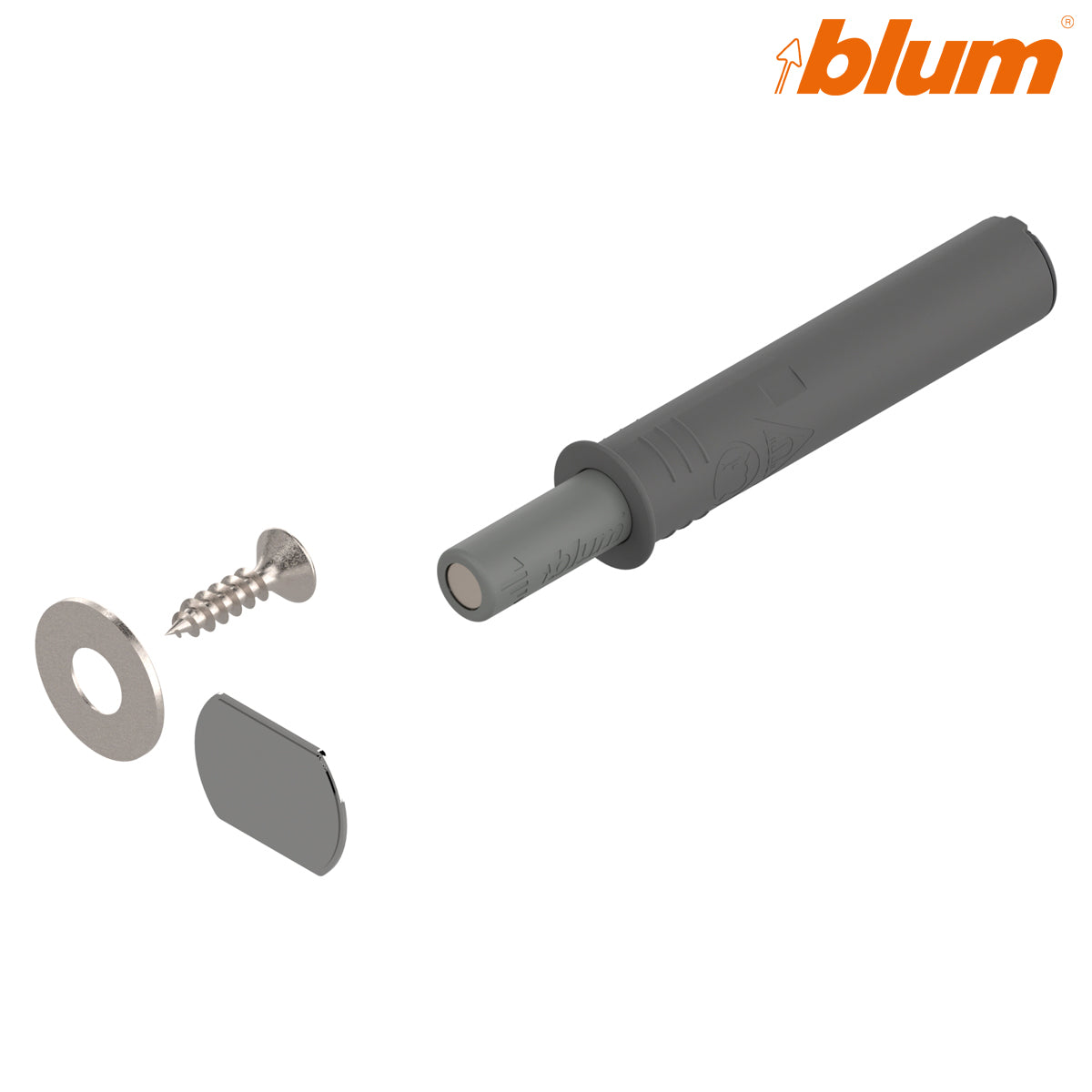 BLUM TIP-ON DOOR UNIT SET SHORT PLUNGER+MAGNET GRY