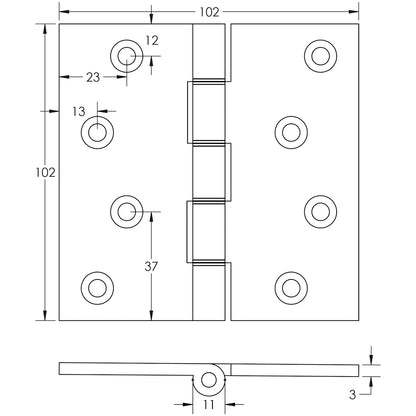 PROJECTION HINGE 102x102x3.0 BRS/PBR J9026PB