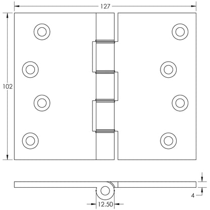 PROJECTION HINGE 102x125x3.5 BRS/PCP J9035PC