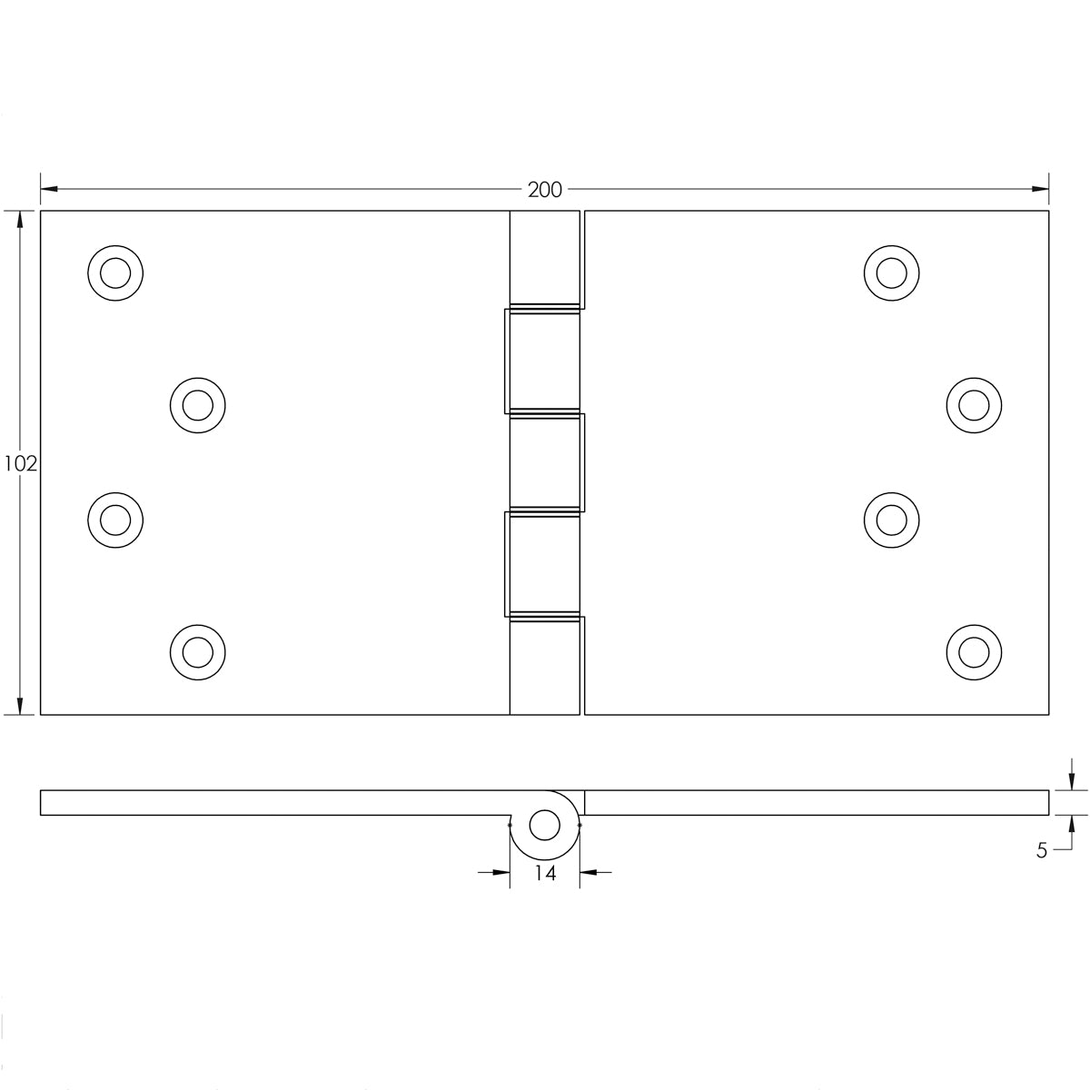 PROJECTION HINGE 102x200x4.5 BRS/SCP J9037SC