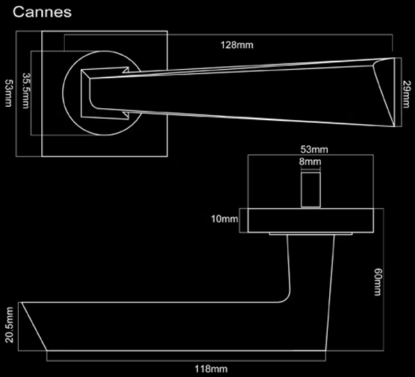 CANNES LEVER HANDLE+ROSE 130x53 SNP