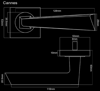 CANNES LEVER HANDLE+ROSE 130x53 SNP