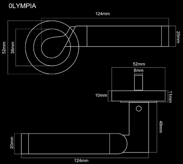 OLYMPIA LEVER HANDLE 125x51 SNP/PCP