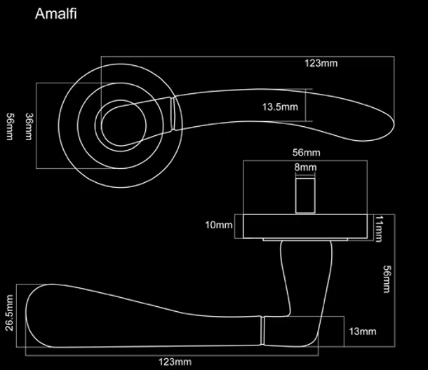 AMALFI LEVER HANDLE+ROSE 127x51 SCP