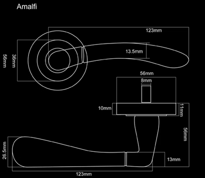 AMALFI LEVER HANDLE+ROSE 127x51 SCP