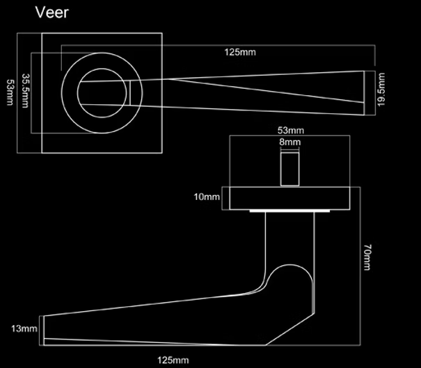 VEER LEVER HANDLE+SQROSE 140x53 SCP