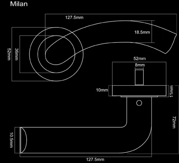 MILAN HANDLE+ROSE 125x51 SC/CP