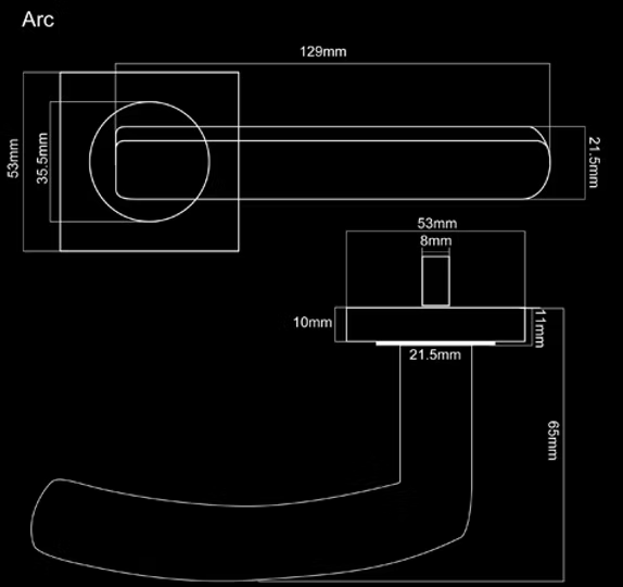 ARC LEVER HANDLE+ROSE 129x53 PCP