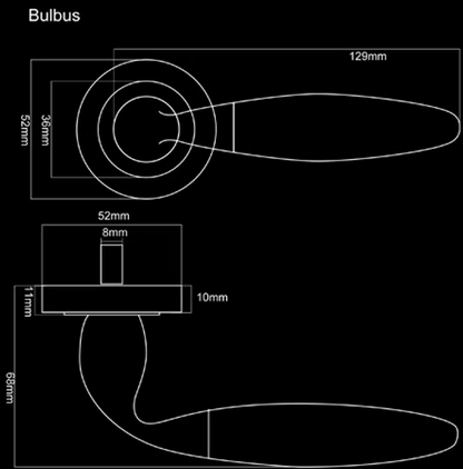 BULBUS LEVER HANDLE+ROSE 125x51 PVD