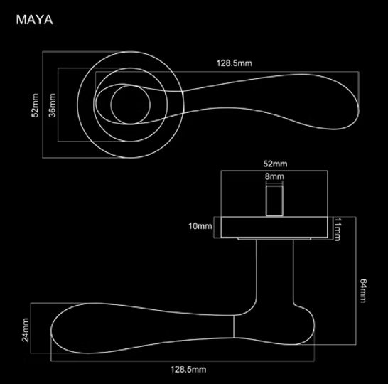 MAYA LEVER HANDLE+ROSE 130x51 SN/NP