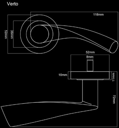 VERTO LEVER HANDLE+ROSE 125x51 SNP