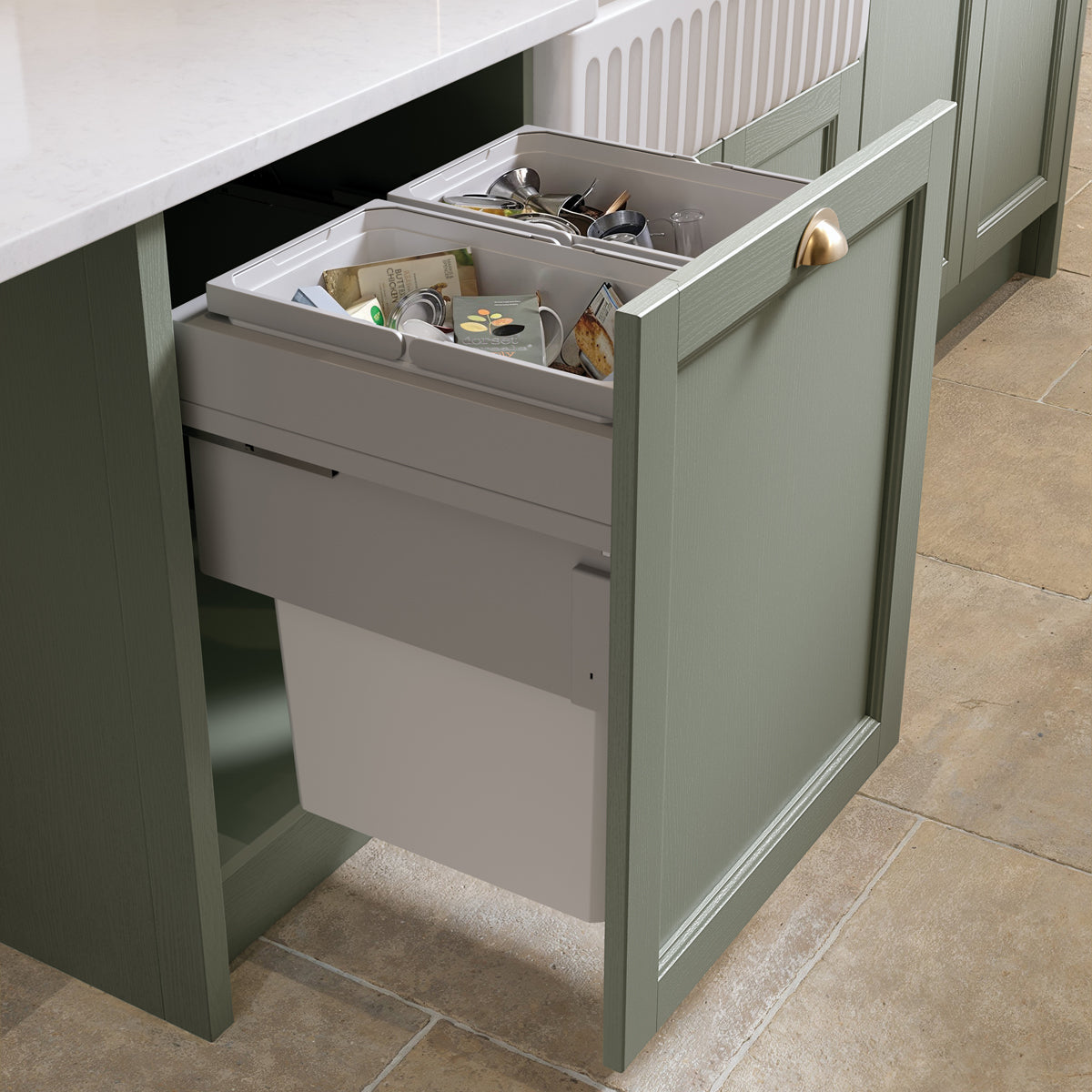 VS ENVI SPACE XX PRO S WASTE BIN 2x44L 476x600 LVGY