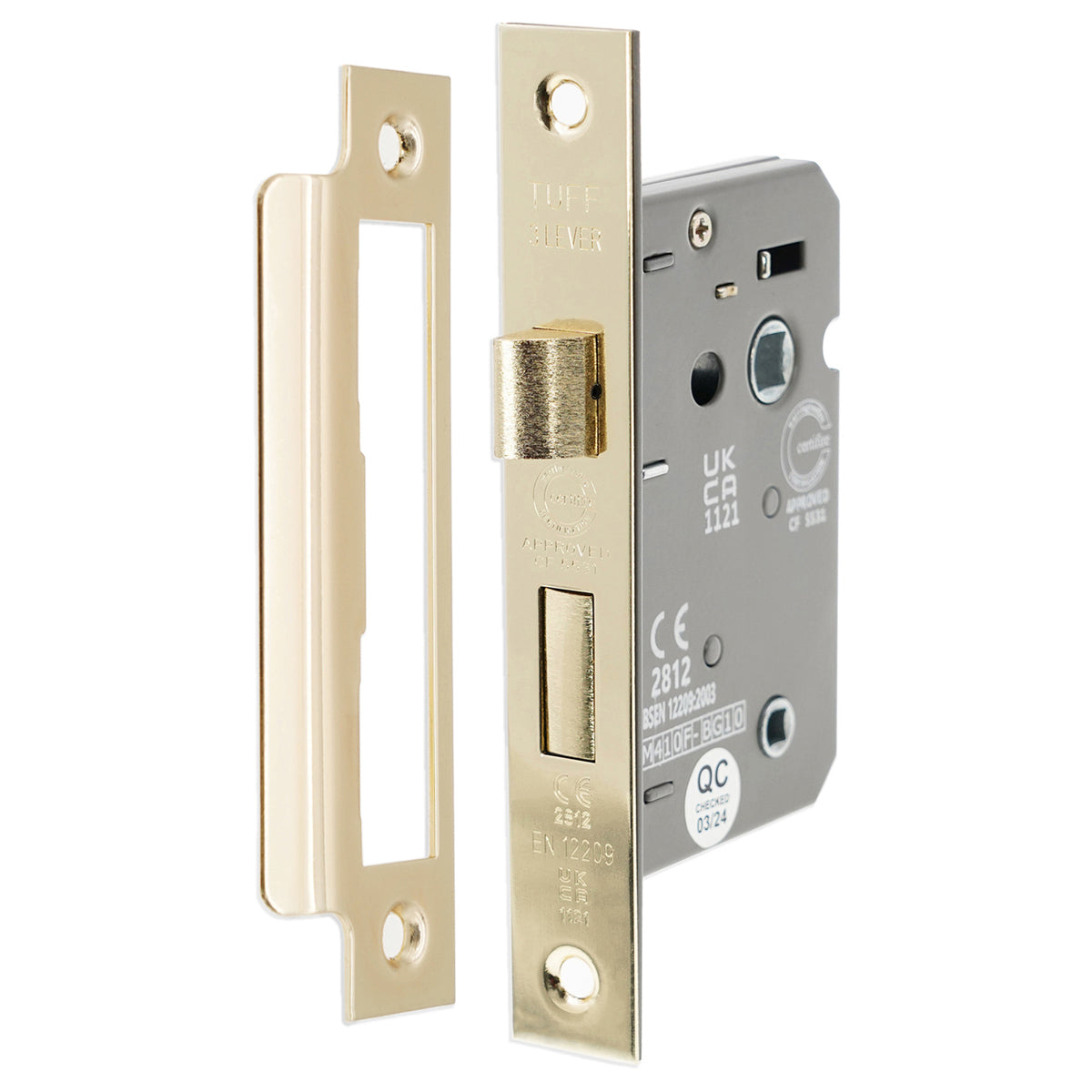 3 LEVER BATHROOM LOCK FD60 CE 150x63 EBR by Spira Brass