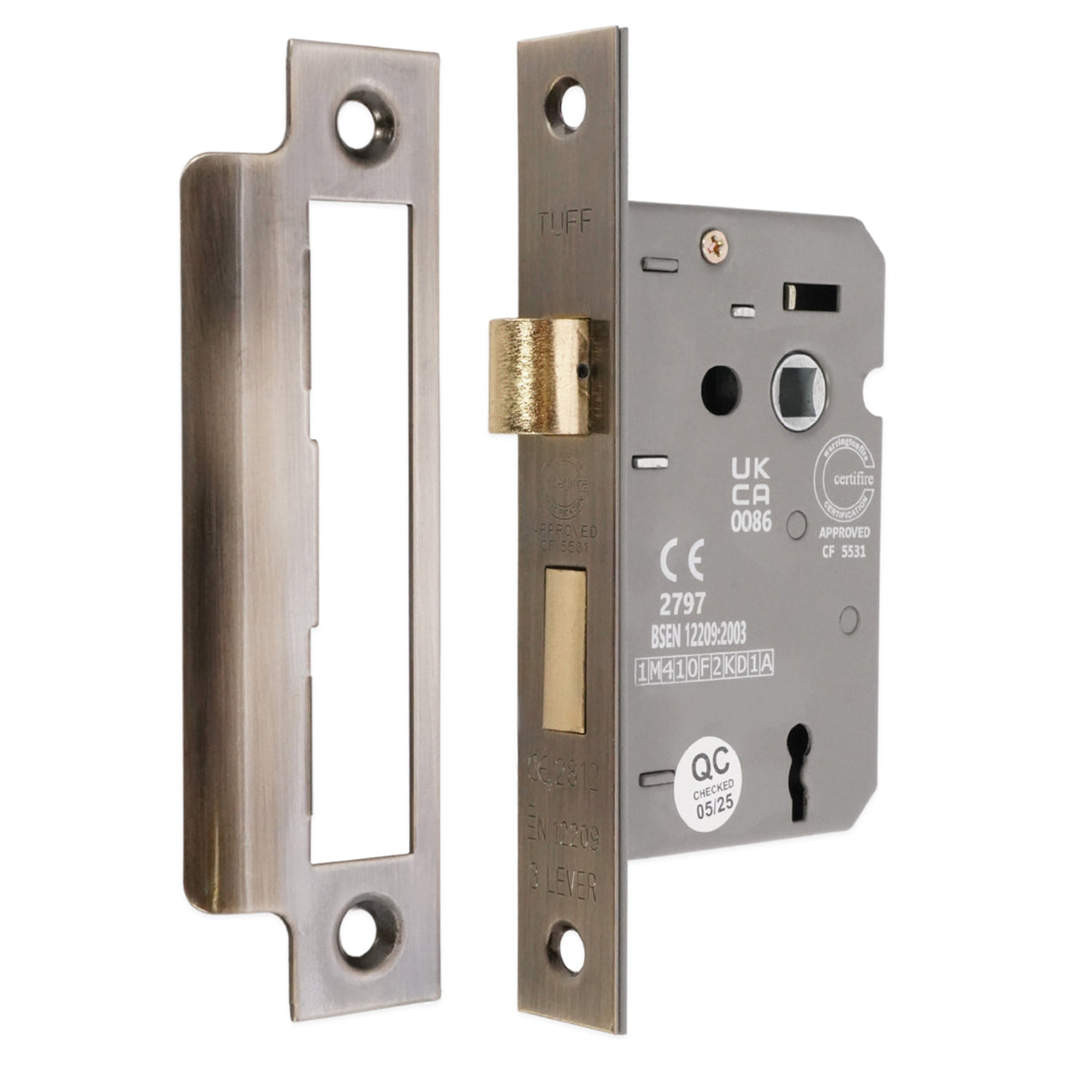 3 LEVER MORTICE SASH LOCK FD60 CE 150x63 AGBR by Spira Brass