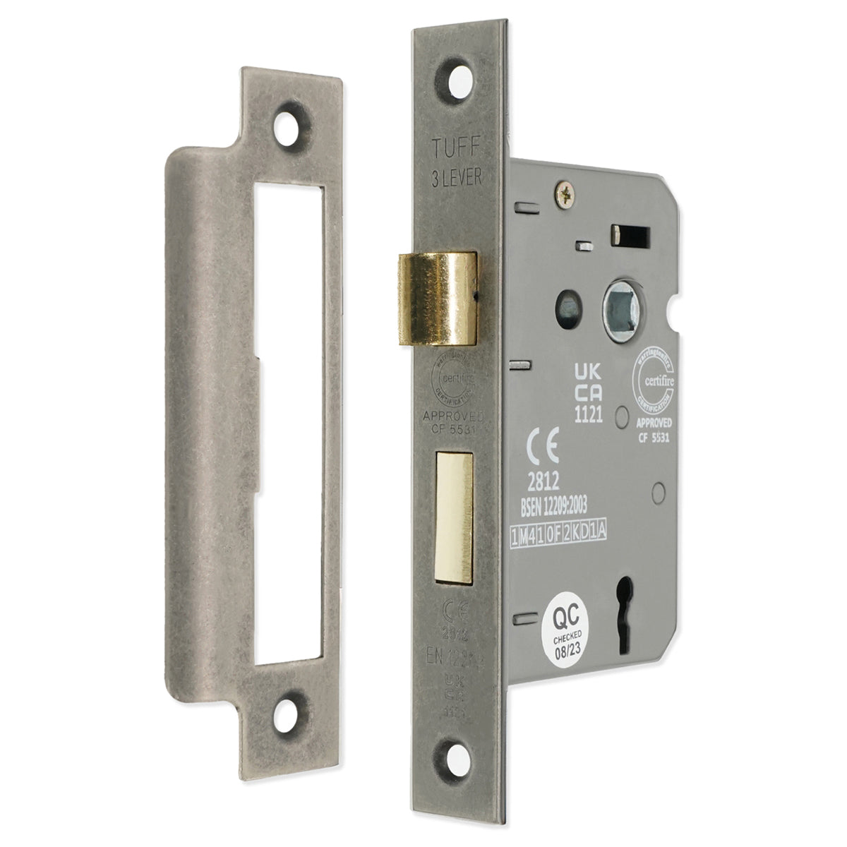 3 LEVER MORTICE SASH LOCK FD60 CE 150x63 PEW by Spira Brass