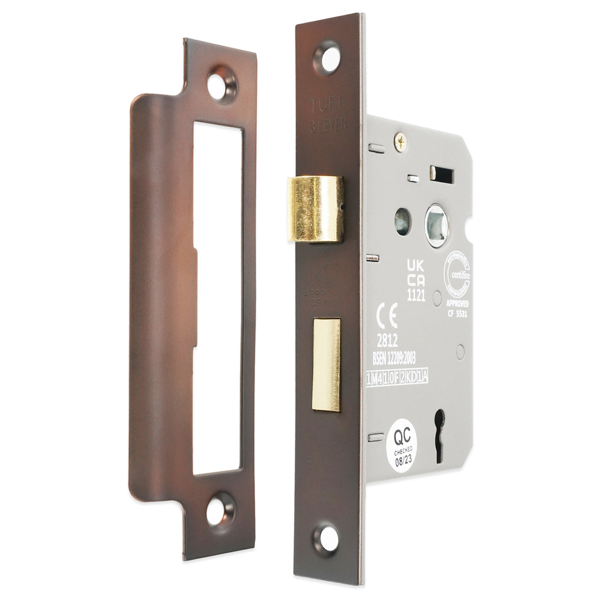 3 LEVER MORTICE SASH LOCK FD60 CE 150x76 AGBZ by Spira Brass