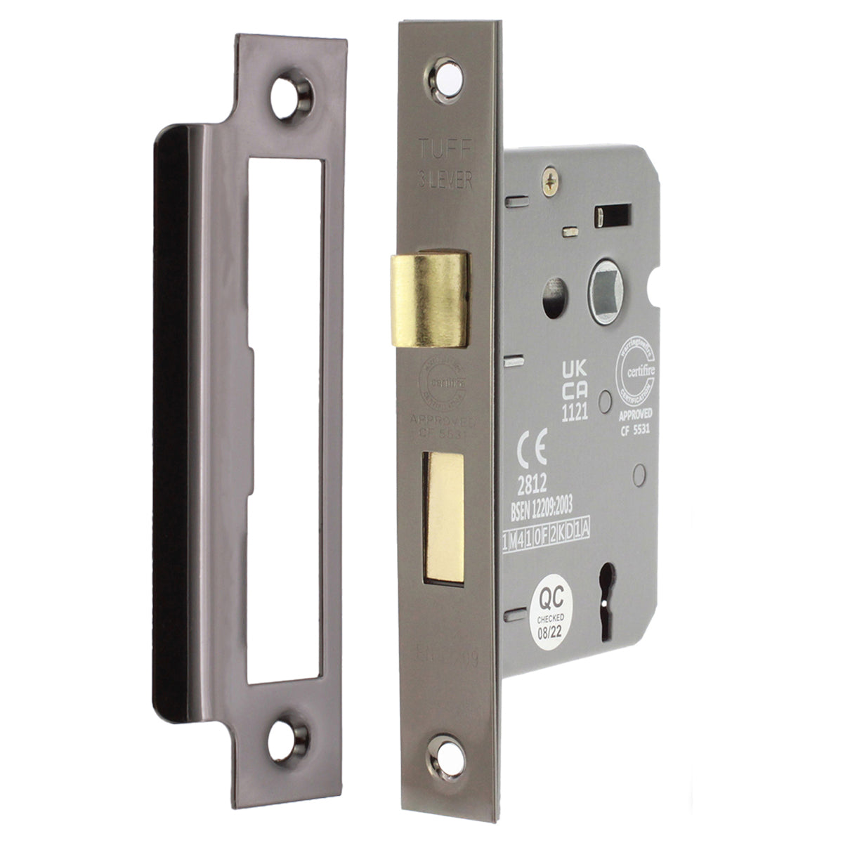 3 LEVER MORTICE SASH LOCK FD60 CE 150x76 BKN by Spira Brass
