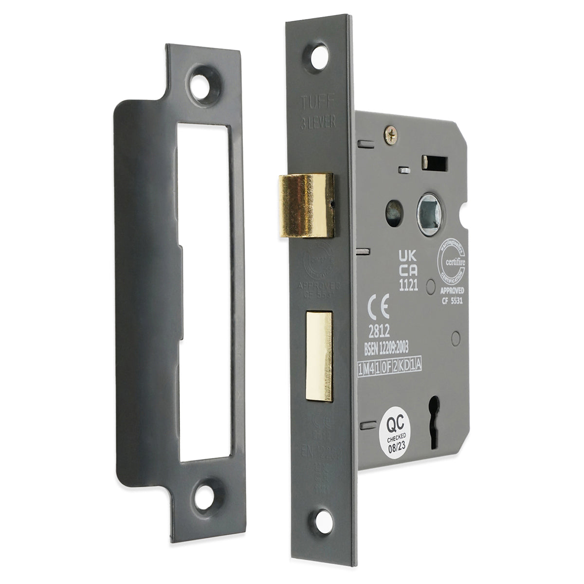 3 LEVER MORTICE SASH LOCK FD60 CE 150x76 GUN by Spira Brass