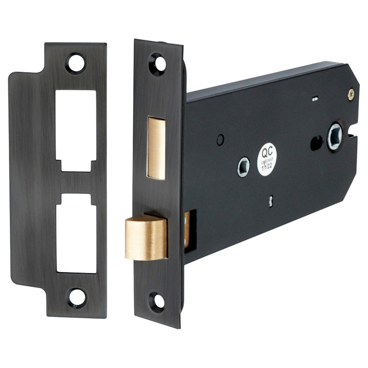 3 LEVER HORIZONTAL BATHROOM LOCK 150 MBK by Spira Brass