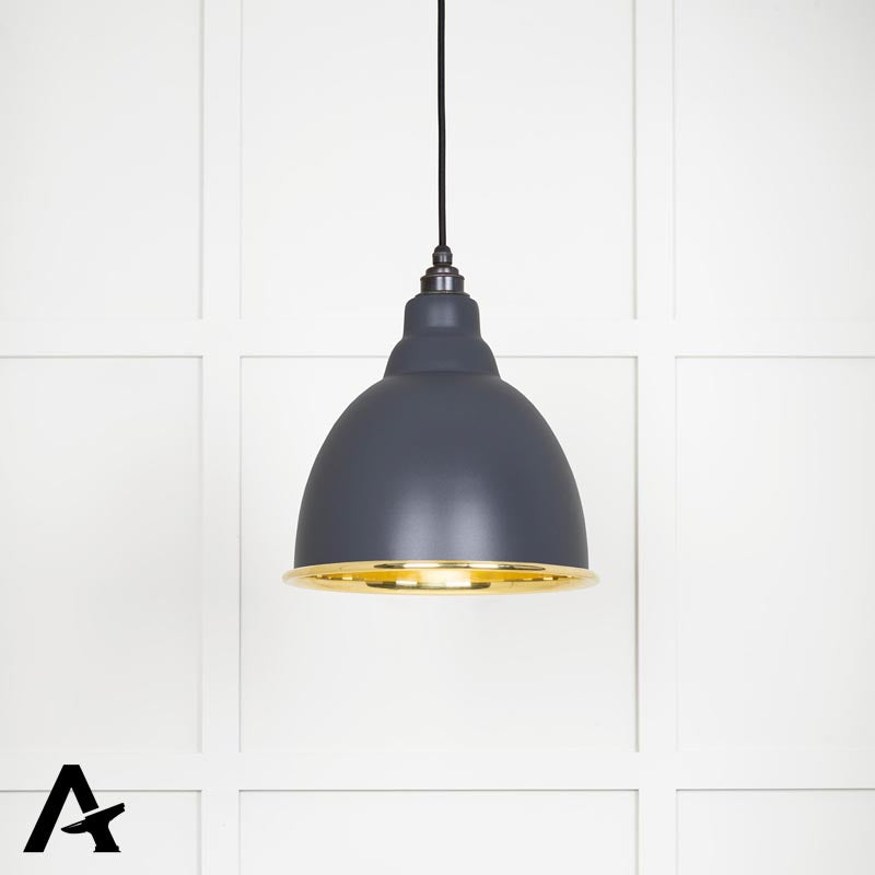 BRINDLEY PENDANT SMOOTH 260x270 BRS/SLATE - 49518SL by MARCHES (ANVIL) ARCHITECTURAL HARDWARE
