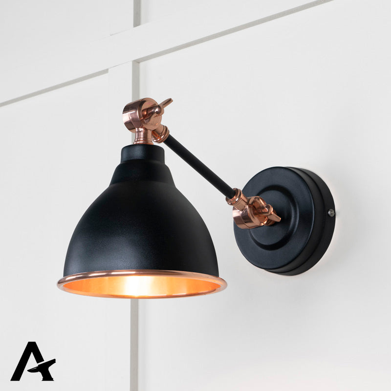 BRINDLEY WALL LIGHT SMOOTH 139x124 COP/ELAN BLK by MARCHES (ANVIL) ARCHITECTURAL HARDWARE