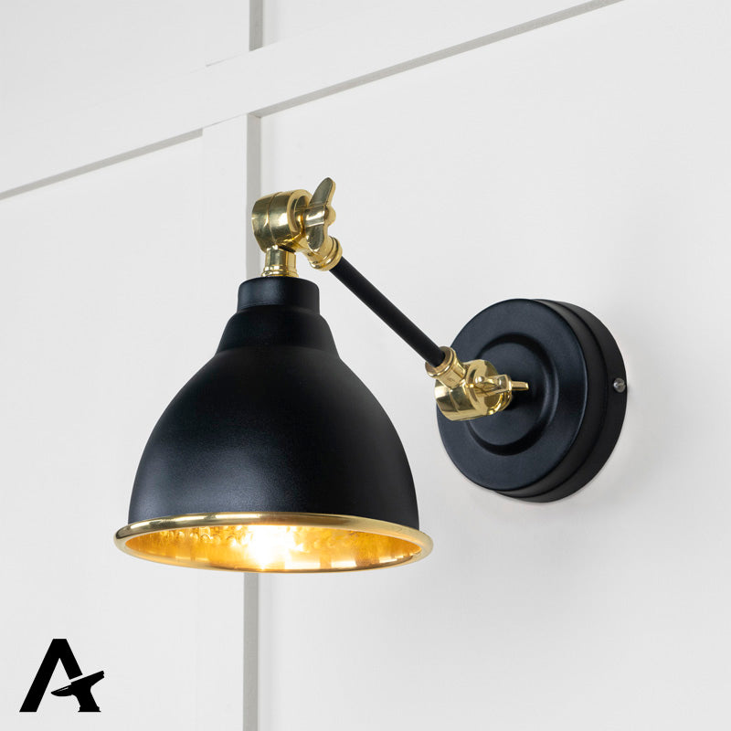 BRINDLEY WALL LIGHT HAMMERED 139x124 BRS/ELAN BLK by MARCHES (ANVIL) ARCHITECTURAL HARDWARE