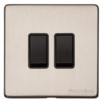VINTAGE RANGE 2G 2-way rocker switch 088x088mm Matt Black by M MARCUS LTD