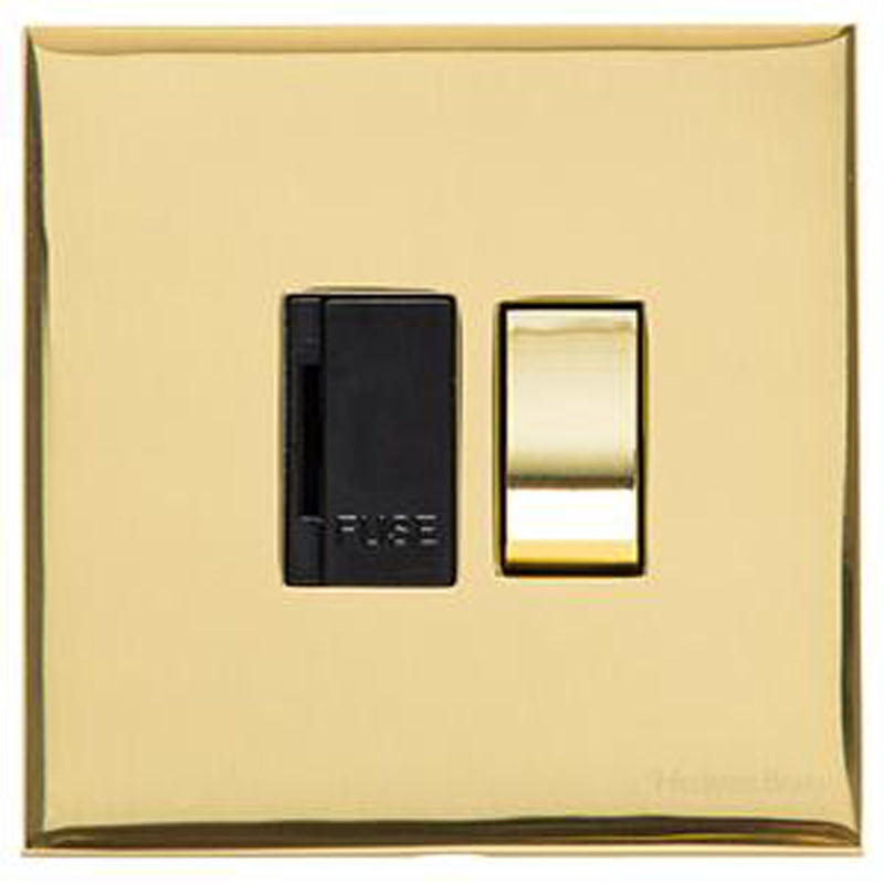WINCHESTER 01 13A SWITCHED FUSED SPUR, 088x088mm POLISHED BRASS/BLACK by M MARCUS LTD