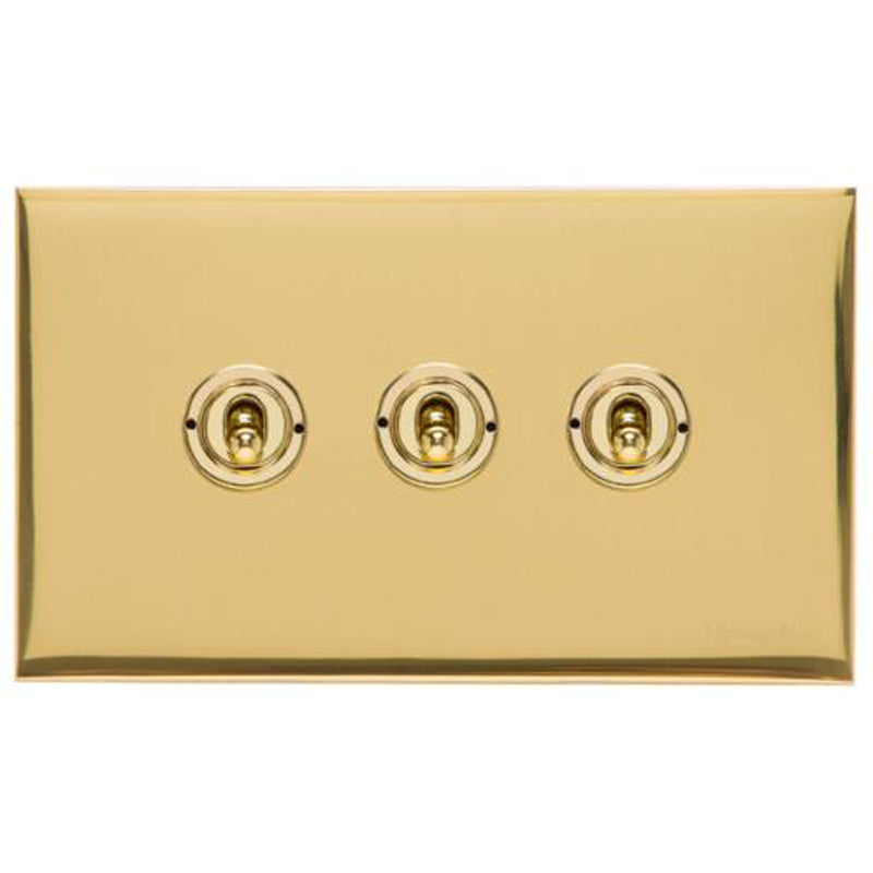 WINCHESTER 01 3G 2W TOGGLE SWITCH, 148x088mm POLISHED BRASS by M MARCUS LTD