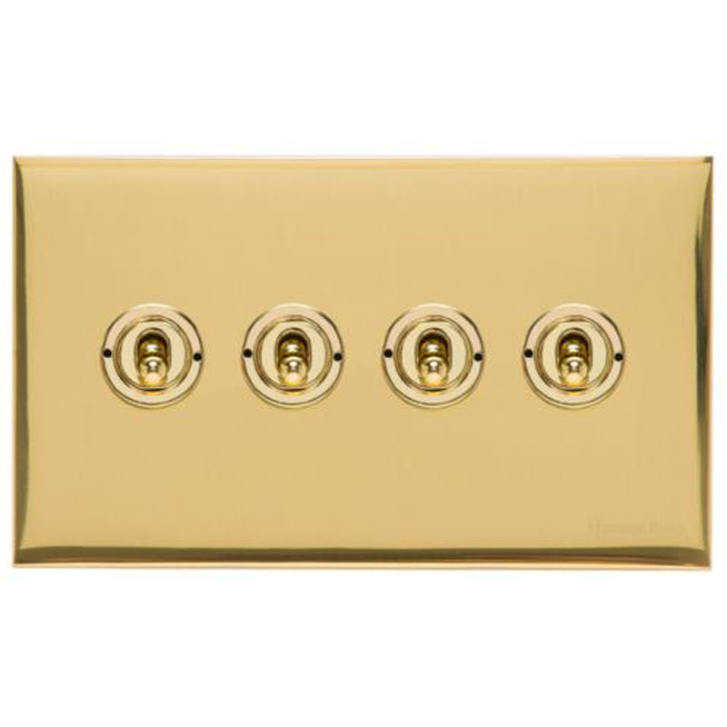 WINCHESTER 01 4G 2W TOGGLE SWITCH, 148x088mm POLISHED BRASS by M MARCUS LTD