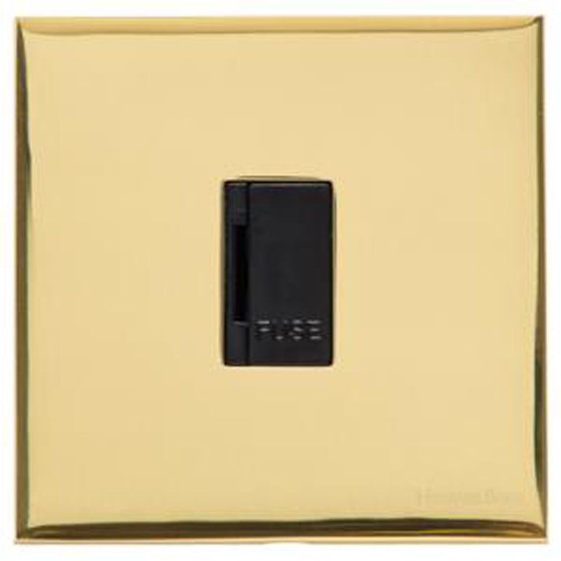 WINCHESTER 01 13A UNSWITCHED FUSED SPUR, 088x088mm POLISHED BRASS/BLACK by M MARCUS LTD