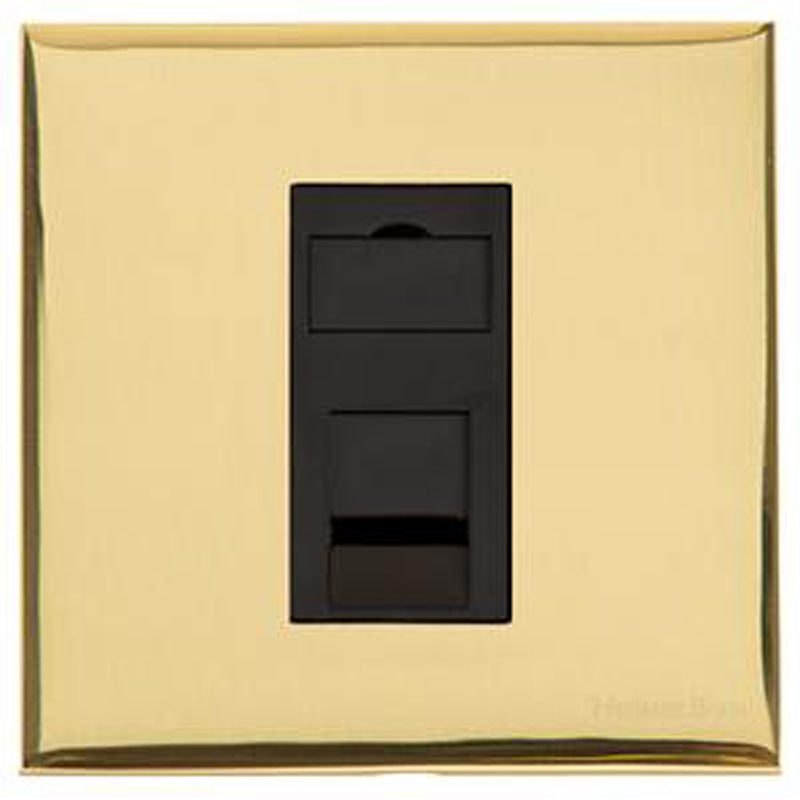 WINCHESTER 01 1G CAT6 DATA, 088x088mm POLISHED BRASS/BLACK by M MARCUS LTD