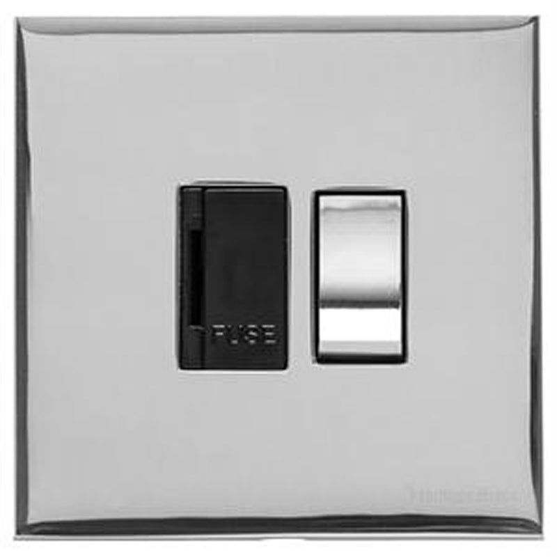 WINCHESTER 02 13A SWITCHED FUSED SPUR, 088x088mm POLISHED CHROME/BLACK by M MARCUS LTD