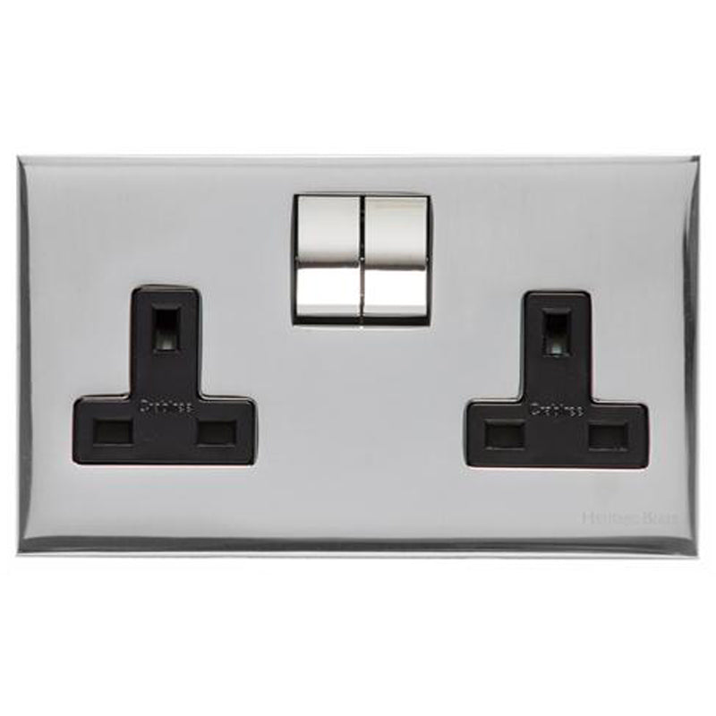 WINCHESTER 02 2G 13A SOCKET, 148x088mm POLISHED CHROME/BLACK by M MARCUS LTD