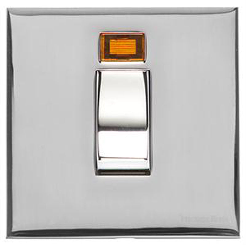 WINCHESTER 02 45A DP SWITCH WITH NEON SINGLE PLATE, 088x088mm POLISHED CHROME by M MARCUS LTD