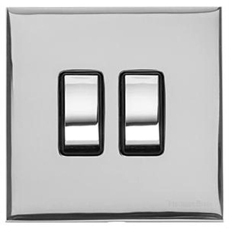 WINCHESTER 02 2G 2W ROCKER SWITCH, 088x088mm POLISHED CHROME/BLACK by M MARCUS LTD