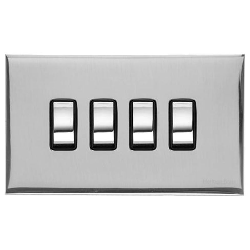 WINCHESTER 02 4G 2W ROCKER SWITCH, 148x088mm POLISHED CHROME/BLACK by M MARCUS LTD