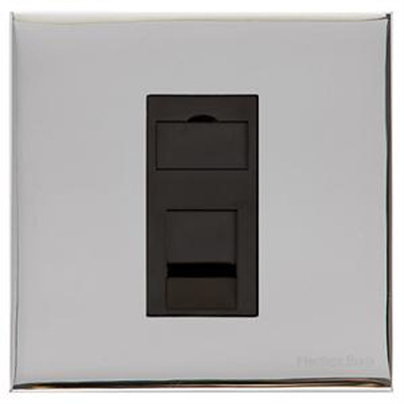 WINCHESTER 02 1G RJ45 DATA, 088x088mm POLISHED CHROME/BLACK by M MARCUS LTD