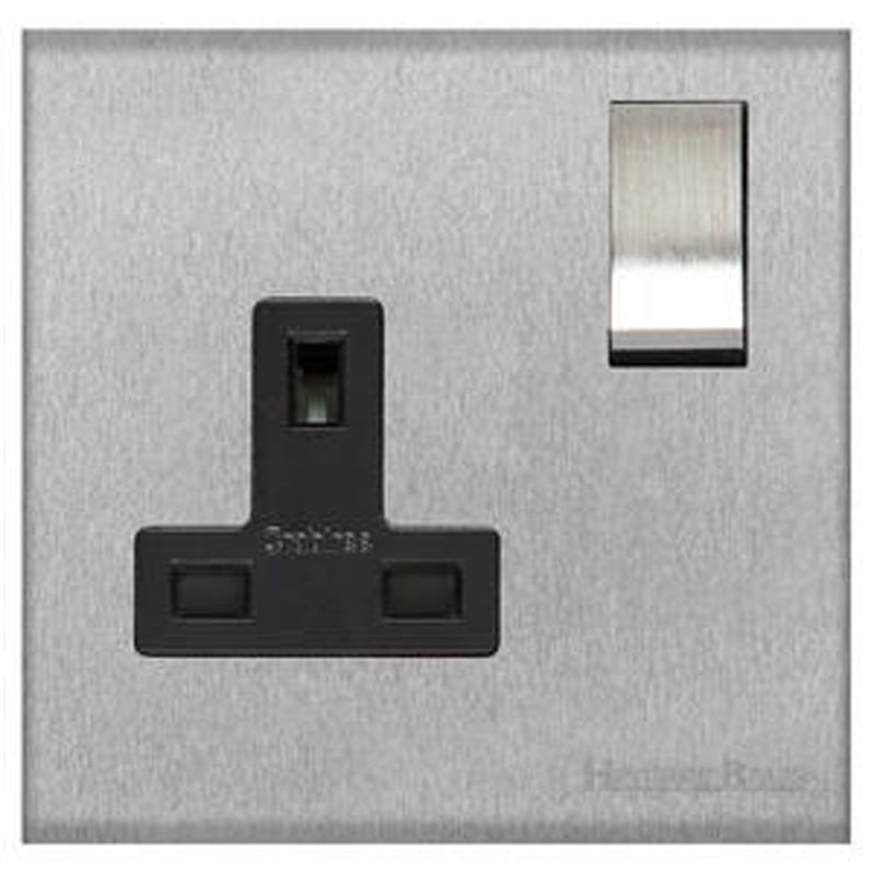 WINCHESTER 03 1G 13A SOCKET, 088x088mm SATIN CHROME/BLACK by M MARCUS LTD