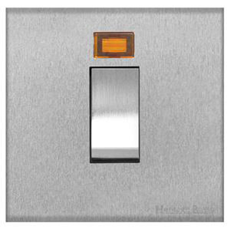 WINCHESTER 03 45A DPSWITCH WITH NEON SINGLE PLATE, 088x088mm SATIN CHROME by M MARCUS LTD