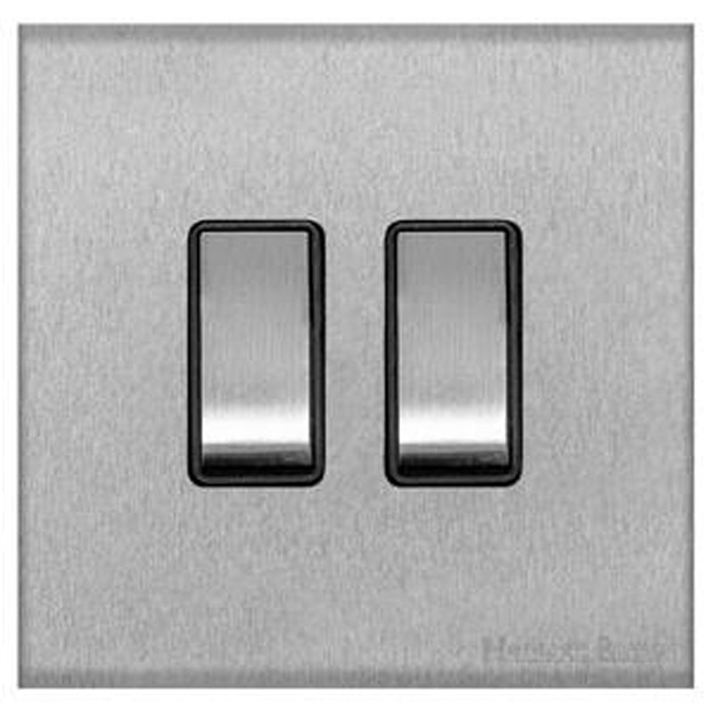 WINCHESTER 03 2G 2W ROCKER SWITCH, 088x088mm SATIN CHROME/BLACK by M MARCUS LTD